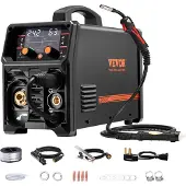 Vevor Pro MIG-sveisemaskin, 250 Amp Pluse MIG-sveisemaskin, 5-i-1-sveisemaskin MIG Pluse/gass-MIG/flukskjerne-MIG/elektrode/løft-TIG med IGBT-inverterteknologi og LCD-skjerm