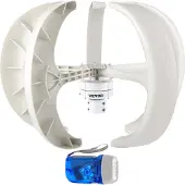 Vevor vindturbin 600W 12V vindturbingenerator hvit lanterne vertikal vindgenerator 5-blads vindturbinsett med kontroller uten stang