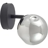 LINDBY vegglampe Valentina, grå/svart, glass, Ø 10 cm