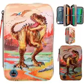 Dino World Trippel Pennal I Khaki-brun Lerret (412381)