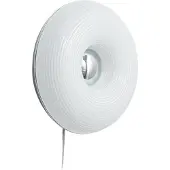 LINDBY LED-bord-/vegglampe Fjora, hvit/krom, Ø 30 cm, dimbar.
