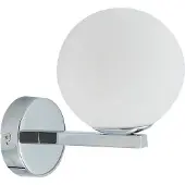 LUCANDE vegglampe Bidolo, kromfarget, glass, Ø 12 cm, IP44