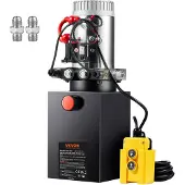 Vevor hydraulisk pumpe, 6 liters hydraulisk kraftenhet, dobbeltvirkende tipphengerpumpe, 0,91 GPM strømningshastighet, 3200 PSI maks. avlastningstrykk, DC 12V hydraulisk pumpe for tipphengerløfting