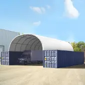 TOOLPORT 8x12 m containertelt, PRIMEtex-PVC-presenning, hvit, med statikk