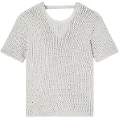 Armani Exchange for woman. XW001895AF21577O1004 Perforated sweater with beige lurex thread (XL), Casual, Cotton, Short sleeve