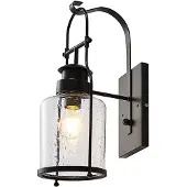 LINDBY Rozalie vegglampe, svart, metall, lykt, 44 cm