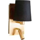 LINDBY vegglampe Aiden, 30 cm, svart, gull, LED-leselampe
