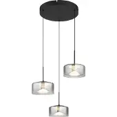 Globo Belinda LED-hengelampe, Ø 40 cm, røykgrå, 3 lyskilder, glass
