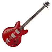Gear4Music San Francisco Semiakustisk Bassgitar fra Red Wine