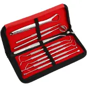 INF Tannpleiesett - 9 instrumenter med skrin Silver