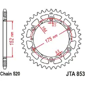 JT Sprockets 520 Jta853.49blk Aluminium Bakre Tannhjul
