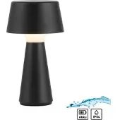 JUST LIGHT . Abera oppladbar bordlampe i svart plast IP54 LED