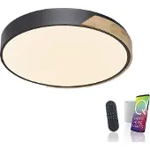 Q-SMART-HOME Paul Neuhaus Q-BILA LED-taklampe, svart/eik