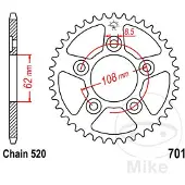 Jt 520 Jtr701.40 Steel Bakre Tannhjul