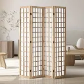 Vevor romdeler, japansk romdeler med 4 paneler, sammenleggbar skjerm til innendørs bruk, bærbare skillevegger og dekorasjonsskjermer, for romseparasjon, hjem, kontor, restaurant og soverom (naturlig)