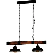 Eglo Hengelampe Oldbury, svart/mørkt tre, lengde 86 cm, 2 lyskilder.