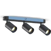 Calex GU10 downlight, svart, lengde 37 cm, 3 lyskilder, metall