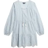 Superdry for woman. W8011914A Tiered mini-dress with blue embroidery (L), Casual, Cotton, Long sleeve