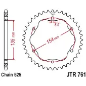 JT Sprockets 525 Jtr761.39 Steel Bakre Tannhjul