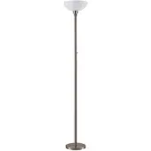 LINDBY gulvlampe Ignacia, nikkelfarget, glass, 180 cm, E27