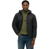 Superdry for man. M5012339A Fuji Lite Black Hooded Quilted Jacket (S), Casual, Recycled nylon