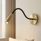 Zambelis LED-leselampe H63 med fleksibel arm, matt messing