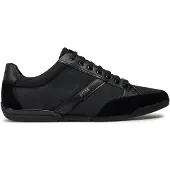BOSS for man. 50498265 Saturn leather shoes black (45), Flat, Laces, Casual