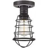 QUOIZEL Mixon taklampe med metallbur, bronse