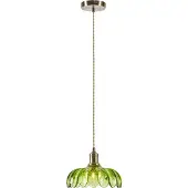 Markslöjd Hengelampe Kurage, gammel messing/grønn, glass, Ø 26 cm, E27