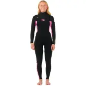 Rip Curl Dawn Patrol 3/2 Mm Gb Dame Våtdrakt I Neopren Med Glidelås I Brystet Og Lange Ermer