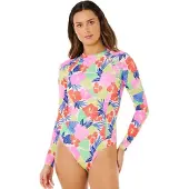 Rip Curl Party Wave Upf Langermet Shorty-våtdrakt Med Glidelås Bak For Dame
