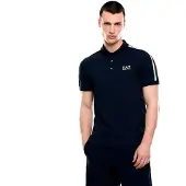 Emporio Armani for man. 7M001862_AF12503 Navy blue Italian Spirit cotton piqué polo (M), Black, Casual, Short sleeve