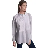 DKNY Pleat Front Tuxedo Skjorte Med Lange Ermer