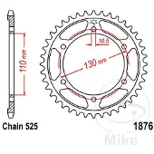 JT Sprockets 525 Jtr1876.46 Steel Bakre Tannhjul