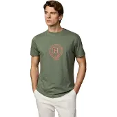 Hackett for man. HM5000087 Heritage Text T-shirt green (M), Casual, Cotton, Short sleeve