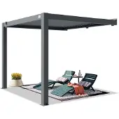 PRIMEYARD 3x3 m veggmontert pergola i antrasitt, med lamelltak i antrasitt