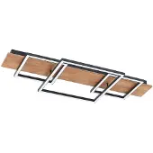 LUCANDE LED-taklampe Chariska, 95 cm, svart, tre, CCT