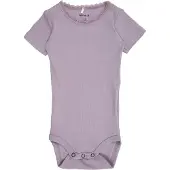 Name it Body k/e - Rib - Noos - NbfKab - Lavender Grå - - 74 - Kortermet body