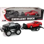 Lean Sport monster truck kjøretøyssett svart med henger 58 cm