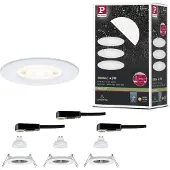 Paulmann innbyggingslampe NOVA, hvit, Ø 8 cm, fast, 2 700 K, sett med 3 stk.