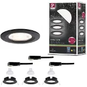 Paulmann innbyggingslampe NOVA, svart, Ø 8 cm, fast, 2 700 K, 3-pakning