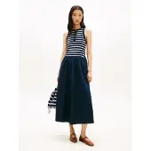Tommy Hilfiger Gold Button Poplin Mix Ermeløs Kjole