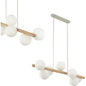TK Lighting Estera hengelampe, opalglass, tre, 7 lyskilder