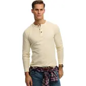 Superdry Lite Textured Grandad Langarmet T-skjorte