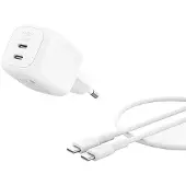 Belkin Dual Usb-c 50w Pd Pps + 1m Kabel Wch019kq1mwh-b6 Usb-c Vegglader