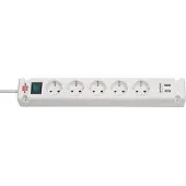 Brennenstuhl Bremounta stikkontaktlist 5-veis 2x USB-A hvit 3m med bryter