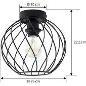 LINDBY taklampe Danika, Ø 25 cm, svart, metall