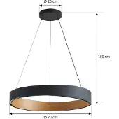 LUCANDE LED-hengelampe Daelor, svart/tre, CCT, dimbar