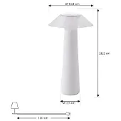 LINDBY LED oppladbar utendørs bordlampe Gomba, hvit, dimbar