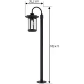 LINDBY veilampe Zayn, svart, glass, høyde 109 cm, IP65